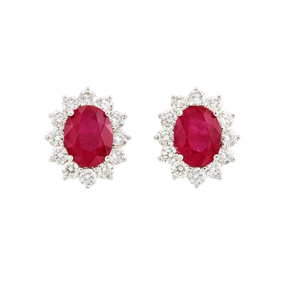 Lot 212 - Pair of White Gold, Ruby and Diamond Earrings, Piranesi
