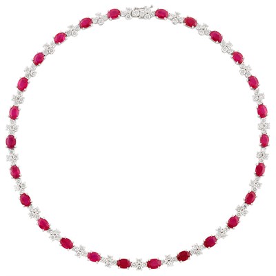 Lot 213 - White Gold, Ruby and Diamond Necklace, Giovane