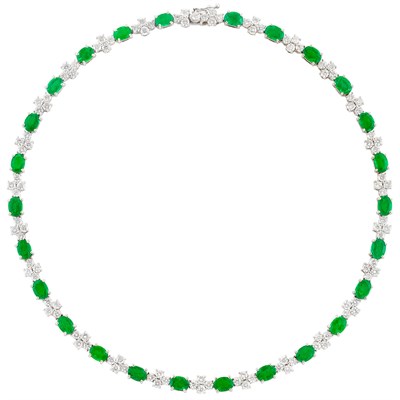 Lot 286 - White Gold, Emerald and Diamond Necklace, Giovane