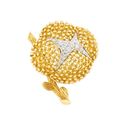 Lot 321 - Two-Color Gold and Diamond Clip-Brooch, Tiffany & Co., Schlumberger, France