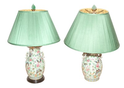 Lot 510 - Pair of Chinese Export Style Porcelain Lamps...