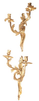 Lot 330 - Pair of Louis XV Style Gilt-Bronze Two-Light...
