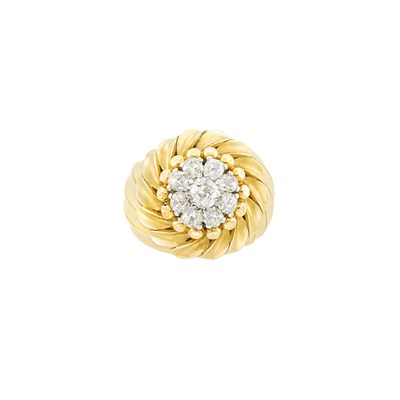 Lot 324 - Gold, Platinum and Diamond Dome Ring, Monture Van Cleef & Arpels, France