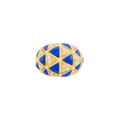 Lot 270 - Gold, Diamond and Lapis Bombe Ring, Van Cleef & Arpels, France