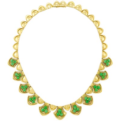 Lot 184 - Gold and Jade Necklace