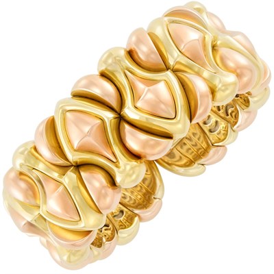 Lot 24 - Two-Color Gold Cuff Bangle Bracelet, Milano Piero