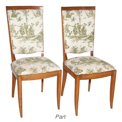 Lot 546 - Set of Eight Continental Fruitwood Dining Chairs