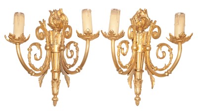 Lot 320 - Pair of Louis XVI Style Gilt-Metal Two-Light...