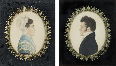 Lot 8 - Attributed to Rufus Porter Portraits of a...