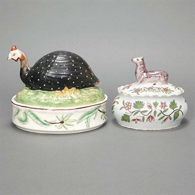 Lot 634 - Delft Tureen with Deer; Together with a Bird...