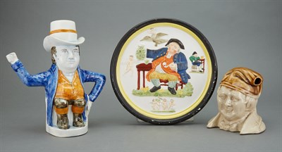 Lot 542 - Staffordshire John Bull Teapot, Plaque of Toby...