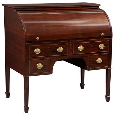 Lot 234 - Federal Inlaid Mahogany Cylinder Desk Possibly...