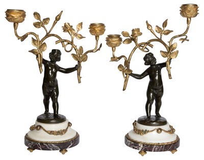 Lot 151 - Pair of Louis XV Style Gilt and Patinated...