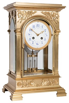 Lot 212 - Empire Style Gilt-Metal and Glass Mantel Clock...