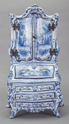 Lot 217 - Delft Miniature Bureau Bookcase Height 21...