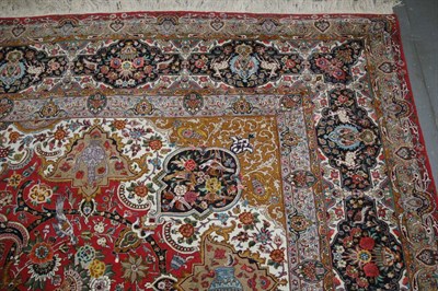 Lot 641 - Kurk Wool and Silk Tabriz Carpet Northwest...