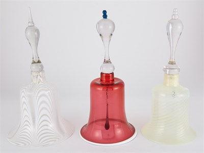 Lot 525 - Group of Seven Glass Hand Bells Height of...