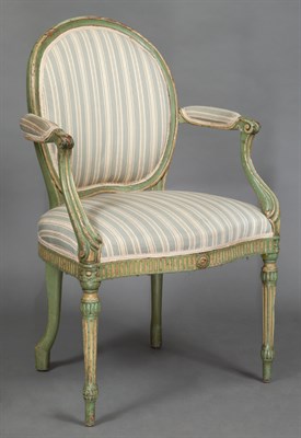 Lot 551 - George III Painted Open Armchair Attributed to...