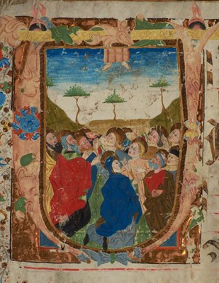 Lot 324 - [MANUSCRIPT LEAF] Illuminated Antiphonal leaf...