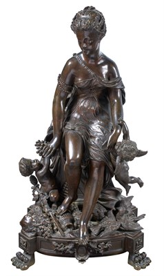 Lot 240 - French Bronze Group of a Seated Classical...