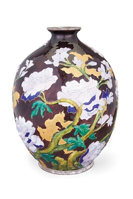 Lot 283 - Camille Fauré for Limoges Enameled Plum Ground...