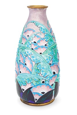 Lot 285 - Camille Fauré for Limoges Enameled Copper Vase...