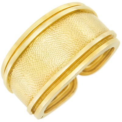 Lot 309 - Hammered Gold Cuff Bangle Bracelet, Andrew Clunn