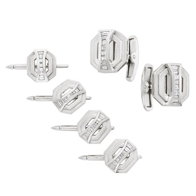 Lot 127 - Platinum, White Gold and Diamond Dress Set