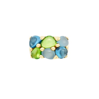 Lot 39 - Wide Gold and Cabochon Colored Stone Band Ring, Pomellato