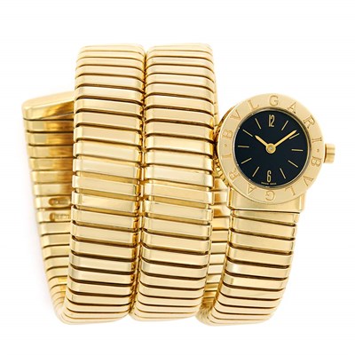 Lot 375 - Ladys Gold Bracelet Watch, Bulgari, Quartz,...