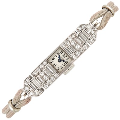 Lot 236 - Lady's Platinum, White Gold and Diamond Wristwatch, Patek Philippe