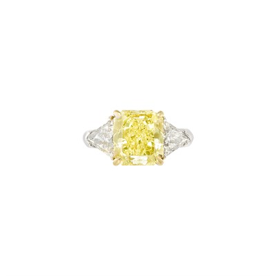 Lot 283 - Platinum, Gold, Fancy Yellow Diamond and Diamond Ring