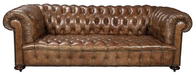 Lot 544 - Leather Upholstered Tufted Chesterfield Sofa...