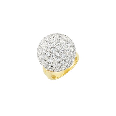 Lot 70 - Two-Color Gold and Diamond Ball Ring