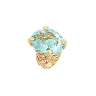 Lot 201 - Gold, Aquamarine and Diamond 'Miss Dior' Ring, Christian Dior, France