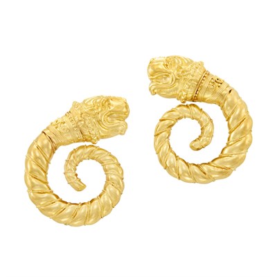 Lot 333 - Pair of Gold Spiral Earclips, Ilias Lalaounis