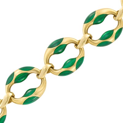 Lot 15 - Gold and Malachite Link Bracelet, Tiffany & Co.