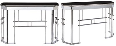 Lot 237 - Pair of Art Moderne Chromed Metal and Glass...