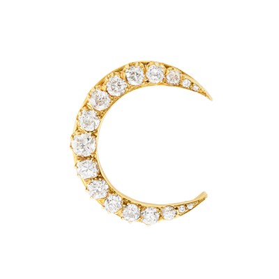 Lot 297 - Antique Gold and Diamond Crescent Pin