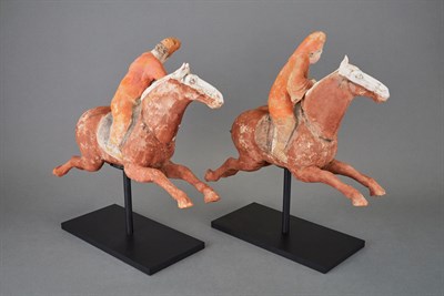 Lot 59 - Two Chinese Painted Pottery Figures of Polo...