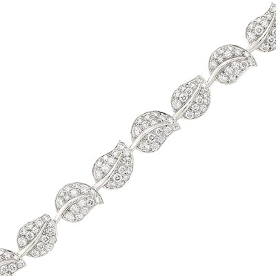 Lot 230 - White Gold and Diamond Leaf Bracelet, Van Cleef & Arpels, France