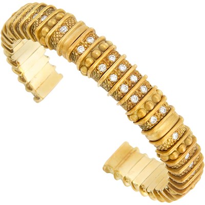 Lot 196 - Gold and Diamond Bangle Bracelet, Judith Ripka