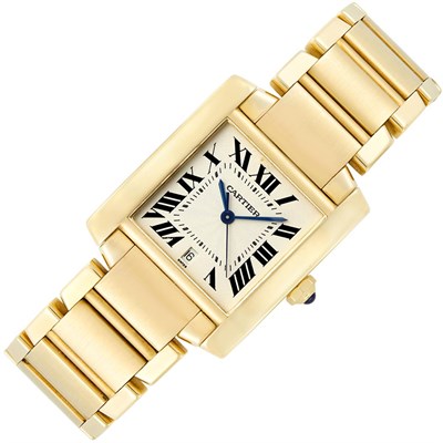 Lot 118 - Gentleman's Gold 'Tank Francaise' Wristwatch, Cartier