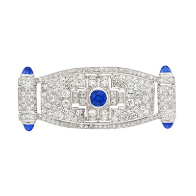 Lot 86 - Platinum, Sapphire and Diamond Brooch, France