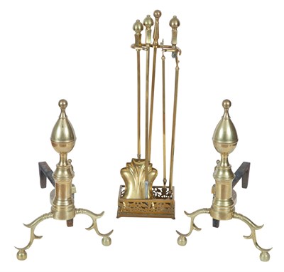 Lot 157 - Pair of Federal Style Brass Andirons; Together...