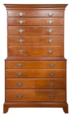 Lot 153 - Chippendale Cherry Chest on Chest New England,...
