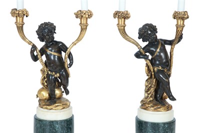 Lot 177 - Pair of Louis XVI Style Bronze and Marble...
