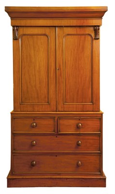Lot 164 - William IV Mahogany Linen Press Height 7 feet,...