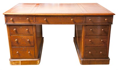 Lot 165 - Victorian Oak Leather-Inset Double Pedestal...