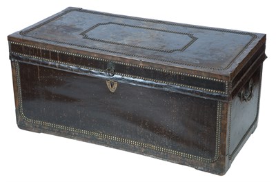 Lot 168 - Chinese Export Brass Bound Leather Trunk...
